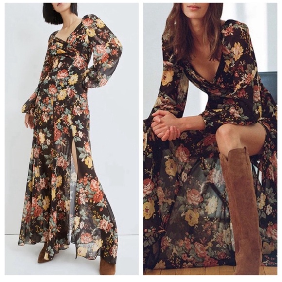 Veronica Beard Avani Wrap effect floral print silk chiffon maxi dress sz 4 NWOT - Picture 3 of 16